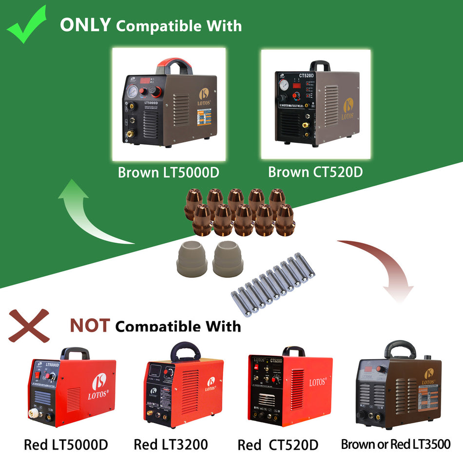 LOTOS LCS22 PLASMA CUTTER CONSUMABLES SETS FOR BROWN COLOR LT5000D AND BROWN COLOR CT520D (22)
